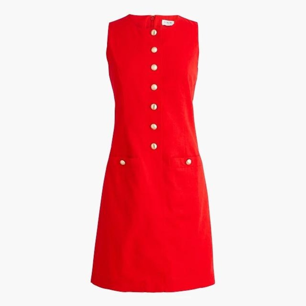 J.Crew Factory Linen-blend button-front mini dress Shift Womens 18 Red Americana
